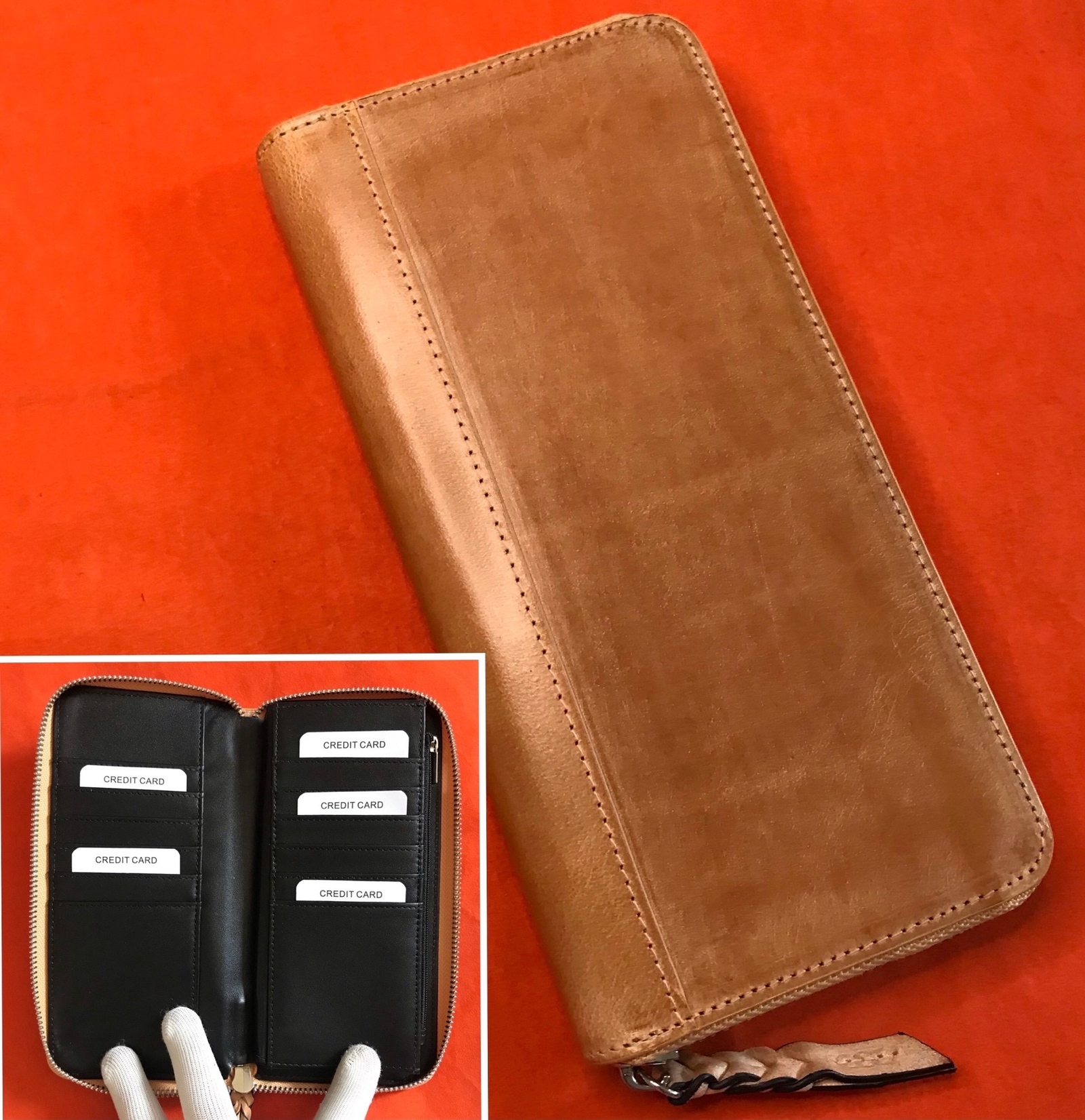 新作品 ブラウン　ハンドメイド ブライドレザー ヌメ革本革 メンズ　 長財布//小銭入れあり 人気商品 7,546円
