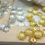 ビーズキャップ 2色セット/10mm★約130個★座金 花座