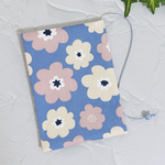 ブックカバー★選べるサイズ&裏地カラー★北欧風 花柄 ソフトブルー×ベージュ★文庫判 新書判 四六判 A5判 手帳カバー