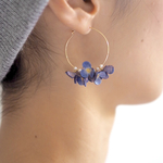 14kgf Leather Flowert ピアス パープル