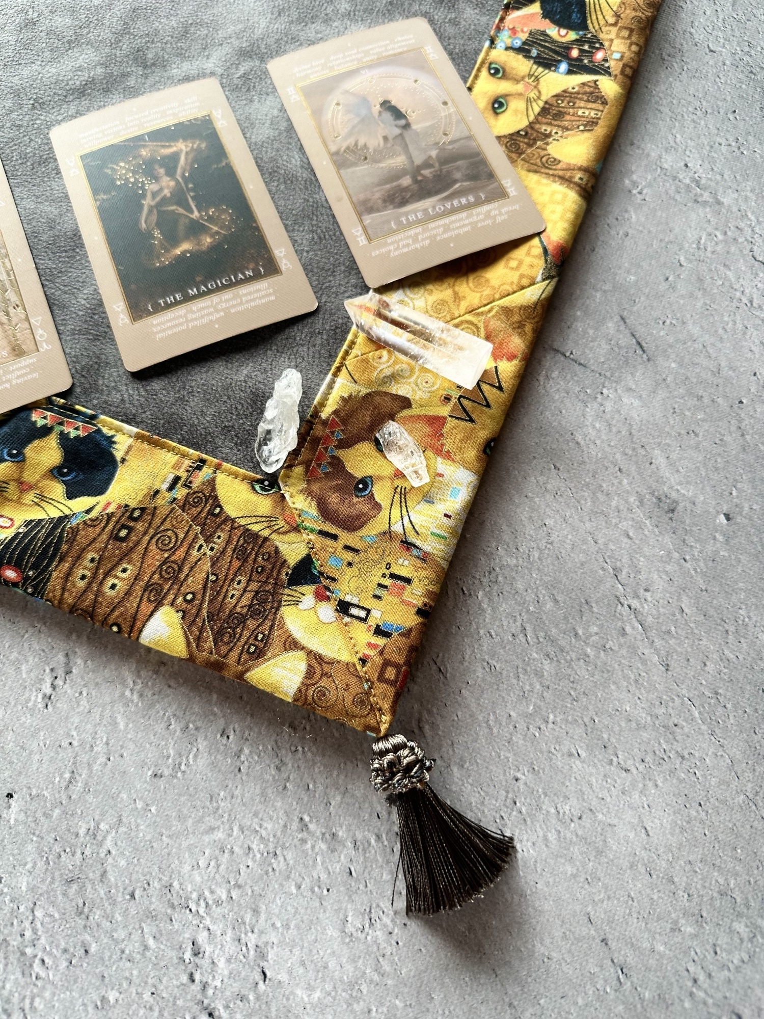 【再販】USAコットン☆エスニックキャットプリント ハンドメイドタロットクロス USA cotton エスニックキャットデザイン タロットクロス ハンドメイド