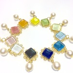 全色入荷♡ガラスタイル×パールのイヤリング/ピアス