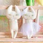 猫のペアドール　オッドアイ　チュールドレス　贈り物、weddingにも☆