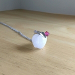 天然石ローズクオーツ♡リンゴ型ネックレス