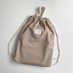 《送料無料》  ナップサック  オックス　コットン　お着替え袋　体操服袋　タグ　シンプル　モカ　キャメル　ライトブラウン
