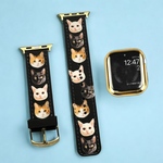 ★うちの子★Apple Watchレザーベルト(全シリーズ対応)PUレザーか本革(+¥7000)お選び下さい