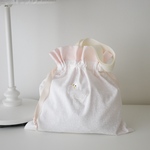 drawstring bag【S】／ フラワー ミルキーピンク