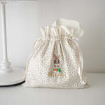 drawstring bag【S】／ フラワー ベージュ