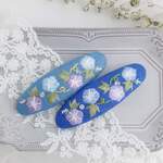 大人可愛い 朝顔刺繍パッチンピン ･オーバル型