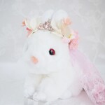 プリンセス花冠（ピンク、ティアラ、ヴェール付き）　うさぎの花冠 　Sサイズ