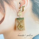 均一セール！高級インド刺繍リボンのイヤリング ・ピアス(ひし形)