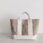 ☆haruoto1817様専用☆横長トートバッグマチ広め アイスグレー×キナリ 倉敷帆布
