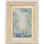 和紙ちぎり絵『海月』葉書サイズ原画