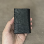 シンプルな三つ折り財布【ブラック】コンパクト財布　キャッシュレス　イタリアンレザー