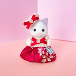 🌹Sylvanian Families  サマーワンピース　1着　レッドフラワー　【ベレー帽　シルバニアファミリー　シルバニア　赤ちゃん　着せ替え　着せ替え服　レッド　花柄】