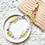 💚💜ペアカラーアクリルフラワースマホハンドストラップ