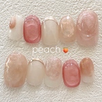 ネイルチップ🍑ピーチニュアンス　うるうるマグネット　オーロラ　夏