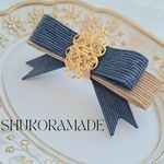 クラフトバンドリボン《紺》(eco craft tape ribbon)dark blue　普段使い　仕事　デート　青　上品　エアライン　SDGs