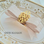 クラフトバンドリボン《ピンク》(barrette ribbon with eco craft tape)pale pink バレッタ　上品　普段使い　仕事　デート
