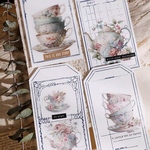 再販⭐︎硫酸紙フレークシール アフタヌーンティー☕️ティーカップ 花 紅茶