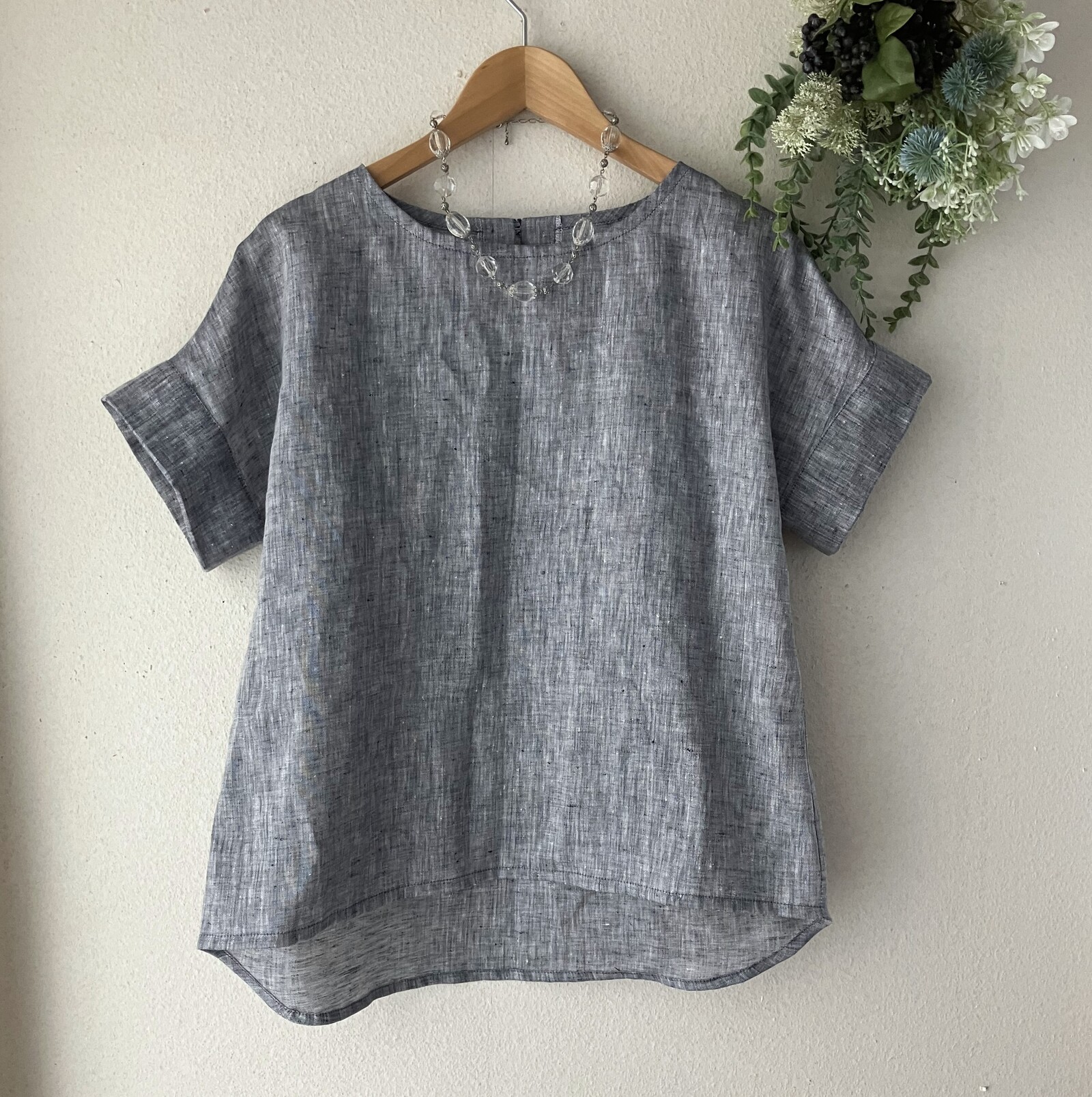 バンドカラーリネンブラウス（&yarn）の商品詳細