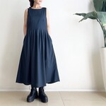 コットン素材ノースリーブワンピース　* Navy green  *