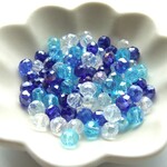 60個・5×6ｍｍ・ブルーMIX・ファセットガラスビーズ・ボタンカット・24061625