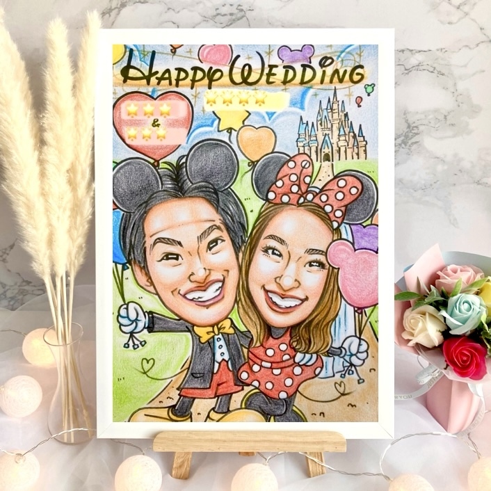 ウェルカムボード 似顔絵 コスプレ 可愛い イラスト ウェルカムスペース　結婚式 ウェディング 受付装飾アイテム 両親贈呈品 プレゼント 結婚祝い ウェディングボード
