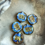 【1コずつ販売】JIRI＊IVANA#czech beads#チェコビーズ　butterfly18㍉　crystal blue irregular mable/picasso