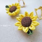 つまみ細工＊ひまわりのイヤリング＊ピアスにも