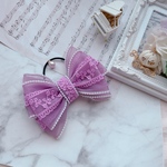 美しい紫を楽しむ♡刺繍レースが美しいパールたっぷりオーガンジーのリボンのヘアゴム