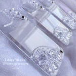 【 shiny flower 】 iPhoneケース / シルバー / フラワー 花  透明  クリア 淡い キラキラ  ニュアンス / iPhone12  iPhone13  iPhone14