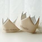 ❁名前入り/刺繍❁　シンプルクラウン    ベージュ　クラウン バースデークラウン ベビークラウン キッズクラウン ハーフバースデー 誕生日  