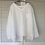 受注製作：～やっぱり白いシャツ！リネンのVネックプルブラウス