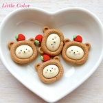 かぶり物風クマちゃんのロールケーキ デコパーツ 4個セット (A24）/ くま ハンドメイドパーツ ホイップデコ カボション