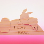 送料無料　ヒノキの組み木　I Love Rabbit