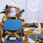 ベビーリュック 付き おむつケーキ ピーコックブルーｘチョコ 誕生日プレゼント 出産祝い 一升餅 名入れ 男の子 女の子