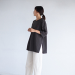 リラックスフィットTシャツ サイドスリット チャコール(半袖)