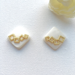Square　White shell　earring /pierce　