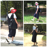 再♡ストライプ♡ジャンバースカート、ワンピ