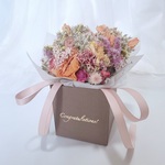 【お祝い】ドライフラワー　ボックスフラワー【選べる花色】Congratulations! メッセージ入り Brown BOX