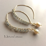 ラブラドライト&淡水パールマーキスピアス