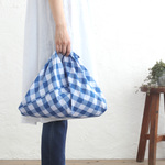 alinのあづま袋 M 50cm かごバッグに パーカオマー あずま袋 マチ付き （ブルーチェック）