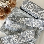 50cm  インド刺繍リボン  シルク  花柄  くすみブルー  #ms42