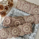 30cm/50cm  インド刺繍リボン  チュール 花柄　ブラウン  #sm32