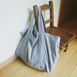 グレーコットンの大きめトートバッグ