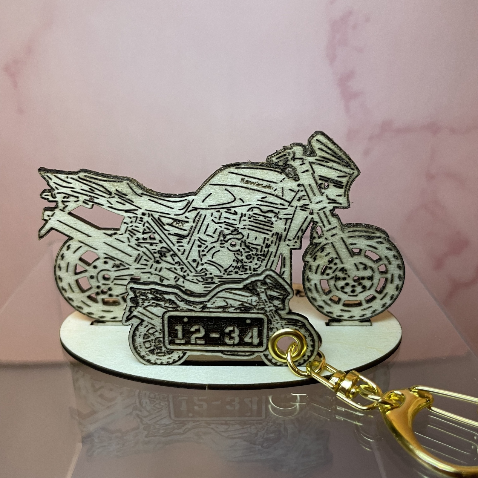 バイク カワサキ ZXR1200 DAEG 模型 木製 フィギュア スタンド