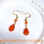 ［再販］カーネリアン　ピアス　天然石　#minne_new  