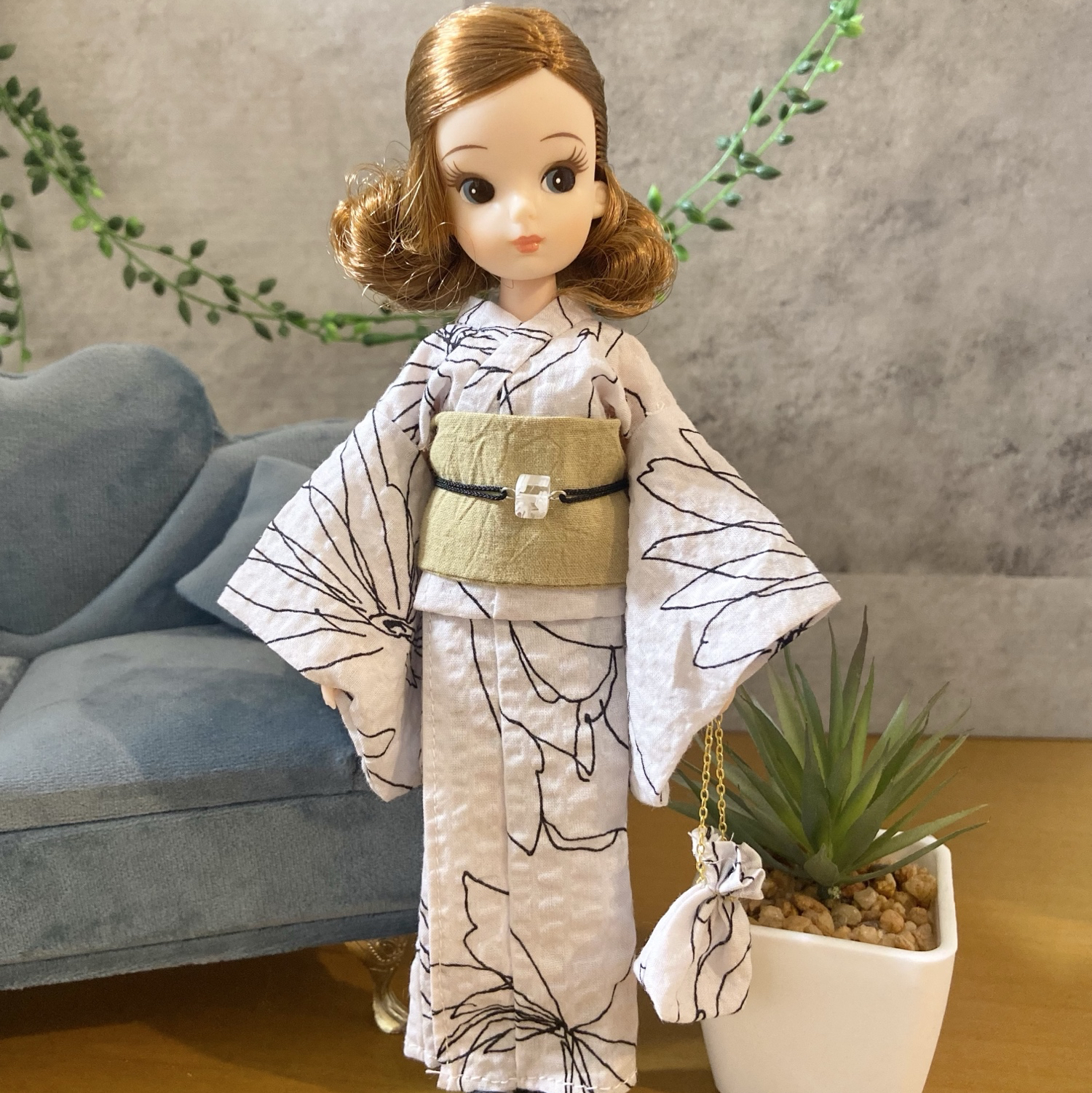 初代リカちゃん 人形服 ❁ 着物浴衣 2点セット 復刻版初代リカちゃんサイズ 着物セット ＜大正ロマン