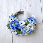 〈SALE〉ブルーのスカビオサと紫陽花のハーフリース/サマーリース